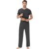 imageWiWi Mens Pajamas Set Viscose from Bamboo Short Sleeve Sleepwear Knit Nightwear 2 Pieces Loungewear Sets SXXLCharcoal Heather