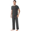 imageWiWi Mens Pajamas Set Viscose from Bamboo Short Sleeve Sleepwear Knit Nightwear 2 Pieces Loungewear Sets SXXLCharcoal Heather