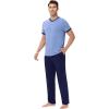 imageWiWi Mens Pajamas Set Viscose from Bamboo Short Sleeve Sleepwear Knit Nightwear 2 Pieces Loungewear Sets SXXLFog Blue