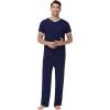imageWiWi Mens Pajamas Set Viscose from Bamboo Short Sleeve Sleepwear Knit Nightwear 2 Pieces Loungewear Sets SXXLNavy