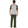 imageWiWi Mens Short Sleeve Pajamas Set Sleepwear Casual Soft Sleep Sets with Pockets Loungewear Viscose from Bamboo SXXLAarmy GreenLight Heather Grey