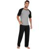 imageWiWi Mens Short Sleeve Pajamas Set Sleepwear Casual Soft Sleep Sets with Pockets Loungewear Viscose from Bamboo SXXLAblack