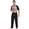 imageWiWi Mens Short Sleeve Pajamas Set Sleepwear Casual Soft Sleep Sets with Pockets Loungewear Viscose from Bamboo SXXLAblack
