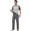 imageWiWi Mens Short Sleeve Pajamas Set Sleepwear Casual Soft Sleep Sets with Pockets Loungewear Viscose from Bamboo SXXLAdark Heather Grey