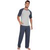 imageWiWi Mens Short Sleeve Pajamas Set Sleepwear Casual Soft Sleep Sets with Pockets Loungewear Viscose from Bamboo SXXLAmidnight Blue