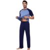 imageWiWi Mens Short Sleeve Pajamas Set Sleepwear Casual Soft Sleep Sets with Pockets Loungewear Viscose from Bamboo SXXLAnavy