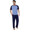 imageWiWi Mens Short Sleeve Pajamas Set Sleepwear Casual Soft Sleep Sets with Pockets Loungewear Viscose from Bamboo SXXLAnavy