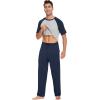 imageWiWi Mens Short Sleeve Pajamas Set Sleepwear Casual Soft Sleep Sets with Pockets Loungewear Viscose from Bamboo SXXLAnavy Blue