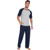 imageWiWi Mens Short Sleeve Pajamas Set Sleepwear Casual Soft Sleep Sets with Pockets Loungewear Viscose from Bamboo SXXLAnavy Blue