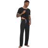imageWiWi Mens Short Sleeve Pajamas Set Sleepwear Casual Soft Sleep Sets with Pockets Loungewear Viscose from Bamboo SXXLBblack