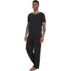imageWiWi Mens Short Sleeve Pajamas Set Sleepwear Casual Soft Sleep Sets with Pockets Loungewear Viscose from Bamboo SXXLBblack