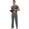 imageWiWi Mens Short Sleeve Pajamas Set Sleepwear Casual Soft Sleep Sets with Pockets Loungewear Viscose from Bamboo SXXLBdark Heather Grey