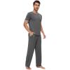 imageWiWi Mens Short Sleeve Pajamas Set Sleepwear Casual Soft Sleep Sets with Pockets Loungewear Viscose from Bamboo SXXLBdark Heather Grey