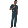 imageWiWi Mens Short Sleeve Pajamas Set Sleepwear Casual Soft Sleep Sets with Pockets Loungewear Viscose from Bamboo SXXLBdeep Teal