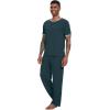 imageWiWi Mens Short Sleeve Pajamas Set Sleepwear Casual Soft Sleep Sets with Pockets Loungewear Viscose from Bamboo SXXLBdeep Teal