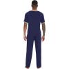 imageWiWi Mens Short Sleeve Pajamas Set Sleepwear Casual Soft Sleep Sets with Pockets Loungewear Viscose from Bamboo SXXLBnavy