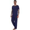 imageWiWi Mens Short Sleeve Pajamas Set Sleepwear Casual Soft Sleep Sets with Pockets Loungewear Viscose from Bamboo SXXLBnavy