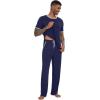 imageWiWi Mens Short Sleeve Pajamas Set Sleepwear Casual Soft Sleep Sets with Pockets Loungewear Viscose from Bamboo SXXLBnavy