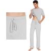 imageWiWi Mens Short Sleeve Pajamas Set Sleepwear Casual Soft Sleep Sets with Pockets Loungewear Viscose from Bamboo SXXLCash Grey