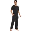 imageWiWi Mens Short Sleeve Pajamas Set Sleepwear Casual Soft Sleep Sets with Pockets Loungewear Viscose from Bamboo SXXLCblack