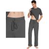 imageWiWi Mens Short Sleeve Pajamas Set Sleepwear Casual Soft Sleep Sets with Pockets Loungewear Viscose from Bamboo SXXLCcharcoal Heather