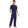 imageWiWi Mens Short Sleeve Pajamas Set Sleepwear Casual Soft Sleep Sets with Pockets Loungewear Viscose from Bamboo SXXLCnavy