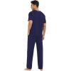 imageWiWi Mens Short Sleeve Pajamas Set Sleepwear Casual Soft Sleep Sets with Pockets Loungewear Viscose from Bamboo SXXLCnavy