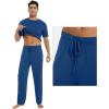 imageWiWi Mens Short Sleeve Pajamas Set Sleepwear Casual Soft Sleep Sets with Pockets Loungewear Viscose from Bamboo SXXLCprussian Blue