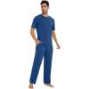 imageWiWi Mens Short Sleeve Pajamas Set Sleepwear Casual Soft Sleep Sets with Pockets Loungewear Viscose from Bamboo SXXLCprussian Blue