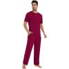 imageWiWi Mens Short Sleeve Pajamas Set Sleepwear Casual Soft Sleep Sets with Pockets Loungewear Viscose from Bamboo SXXLCwine
