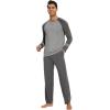 imageWiWi Mens Viscose from Bamboo Pajama Sets Long Sleeve Top and Pants Sleepwear Comfy Lightweight Loungewear Set SXXLAdark Heather Grey