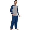 imageWiWi Mens Viscose from Bamboo Pajama Sets Long Sleeve Top and Pants Sleepwear Comfy Lightweight Loungewear Set SXXLAink Blue