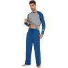 imageWiWi Mens Viscose from Bamboo Pajama Sets Long Sleeve Top and Pants Sleepwear Comfy Lightweight Loungewear Set SXXLAprussian Blue