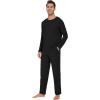 imageWiWi Mens Viscose from Bamboo Pajama Sets Long Sleeve Top and Pants Sleepwear Comfy Lightweight Loungewear Set SXXLBblack