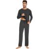 imageWiWi Mens Viscose from Bamboo Pajama Sets Long Sleeve Top and Pants Sleepwear Comfy Lightweight Loungewear Set SXXLBcharcoal Heather