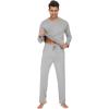 imageWiWi Mens Viscose from Bamboo Pajama Sets Long Sleeve Top and Pants Sleepwear Comfy Lightweight Loungewear Set SXXLBlight Heather Grey