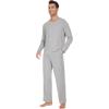 imageWiWi Mens Viscose from Bamboo Pajama Sets Long Sleeve Top and Pants Sleepwear Comfy Lightweight Loungewear Set SXXLBlight Heather Grey