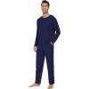 imageWiWi Mens Viscose from Bamboo Pajama Sets Long Sleeve Top and Pants Sleepwear Comfy Lightweight Loungewear Set SXXLBnavy