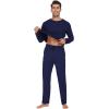 imageWiWi Mens Viscose from Bamboo Pajama Sets Long Sleeve Top and Pants Sleepwear Comfy Lightweight Loungewear Set SXXLBnavy