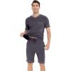 imageWiWi Viscose from Bamboo Loose Comfy Pajamas Set for Men Soft Summer Short Sleeve Sleepwear SXXLDark Grey