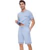 imageWiWi Viscose from Bamboo Loose Comfy Pajamas Set for Men Soft Summer Short Sleeve Sleepwear SXXLIce Blue