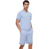 imageWiWi Viscose from Bamboo Loose Comfy Pajamas Set for Men Soft Summer Short Sleeve Sleepwear SXXLIce Blue