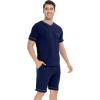 imageWiWi Viscose from Bamboo Loose Comfy Pajamas Set for Men Soft Summer Short Sleeve Sleepwear SXXLNavy