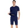 imageWiWi Viscose from Bamboo Loose Comfy Pajamas Set for Men Soft Summer Short Sleeve Sleepwear SXXLNavy