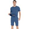 imageWiWi Viscose from Bamboo Loose Comfy Pajamas Set for Men Soft Summer Short Sleeve Sleepwear SXXLPrussian Blue