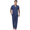imageWiWi Mens Pajama Set Soft Sleepwear Button Down Pajamas Sets Classic Notch Collar Loungewear Viscose from Bamboo Pjs SXXLCnautical Blue