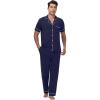 imageWiWi Mens Pajama Set Soft Sleepwear Button Down Pajamas Sets Classic Notch Collar Loungewear Viscose from Bamboo Pjs SXXLCnavy