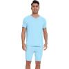 imageWiWi Mens Pajamas Set Soft Short Sleeve Pj Sleepwear Top and Shorts Pajama Sets LoungewearViscose from Bamboo S3XBpale Blue