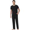 imageWiWi Mens Pajamas Set Viscose from Bamboo Short Sleeve Sleepwear Knit Nightwear 2 Pieces Loungewear Sets SXXLBlack