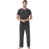 imageWiWi Mens Pajamas Set Viscose from Bamboo Short Sleeve Sleepwear Knit Nightwear 2 Pieces Loungewear Sets SXXLCharcoal Heather
